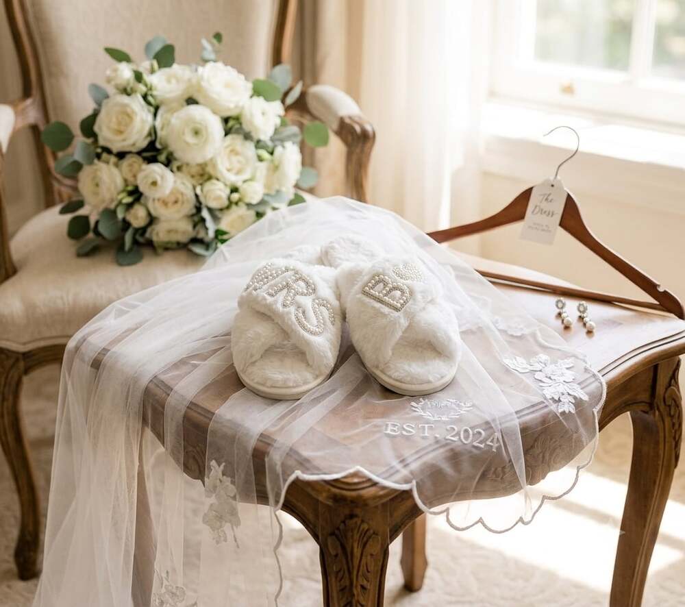 Personalized Mrs Slippers: Custom Bride Gift, Made to Order - Israel,